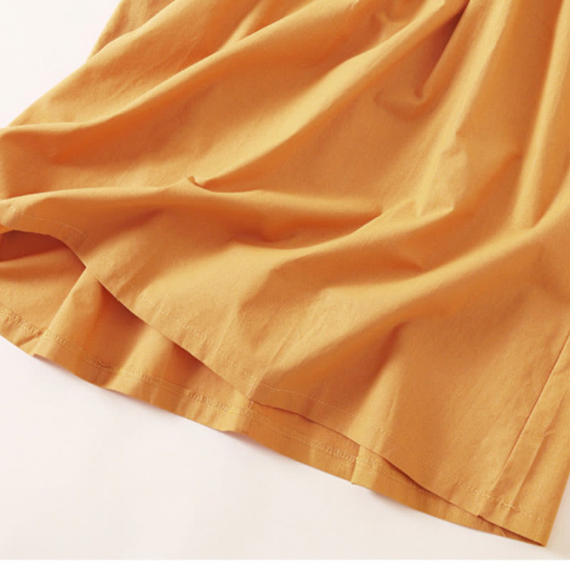 Vestido midi de lino y algodón de manga corta con diseño de botones de verano y bolsillos de Buddha Stones - image 22