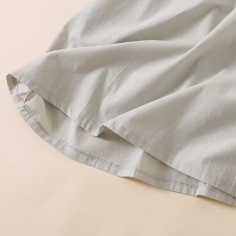 Vestido midi de lino y algodón de manga corta con diseño de botones de verano y bolsillos de Buddha Stones - image 14