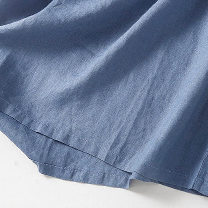 Vestido midi de algodón de manga corta, liso, con cordones y bolsillos , de Buddha Stones, para verano - image 19