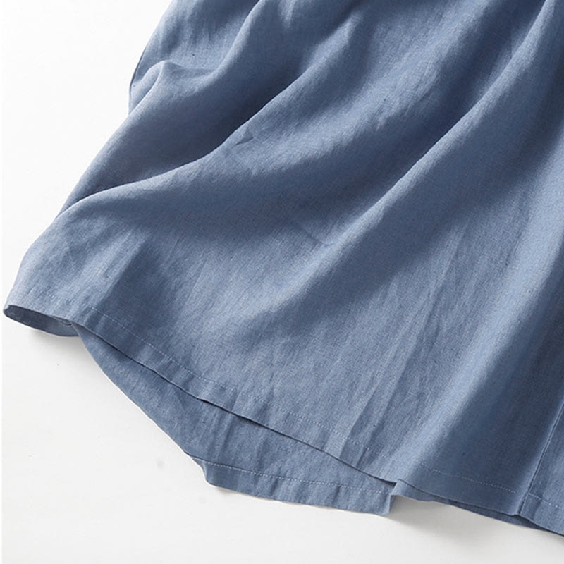 Vestido midi de algodón de manga corta, liso, con cordones y bolsillos , de Buddha Stones, para verano - image 18