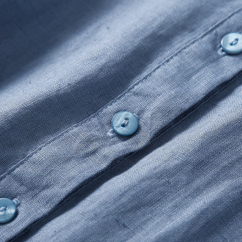 Vestido midi de algodón de manga corta, liso, con cordones y bolsillos , de Buddha Stones, para verano - image 15