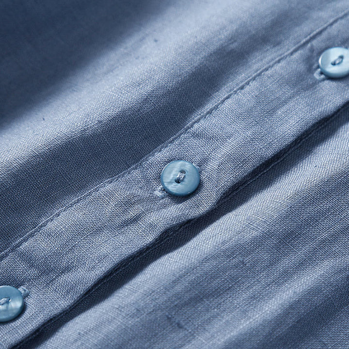 Vestido midi de algodón de manga corta, liso, con cordones y bolsillos , de Buddha Stones, para verano - image 15