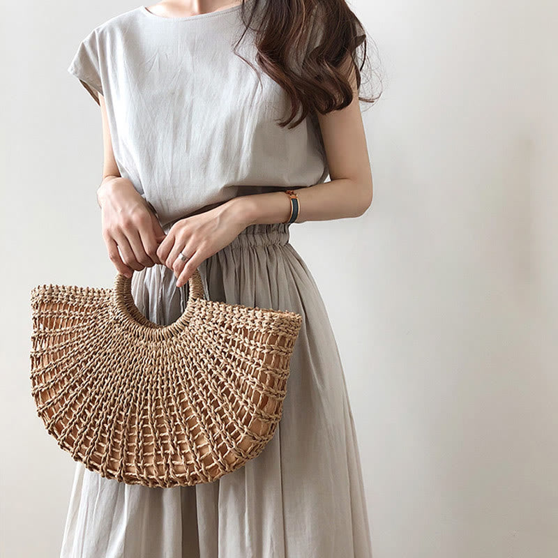 Vestido midi informal de lino y algodón con mangas cortas y diseño de cintura oriental con cordón ajustable y Buddha Stones - image 4