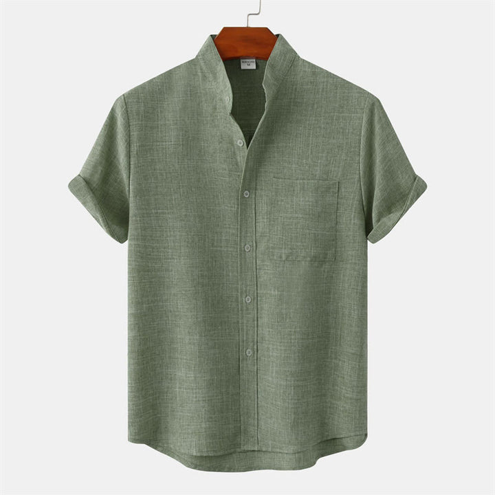 Camisa de manga corta lisa con botones y bolsillo para hombre Buddha Stones Summer - Verde mar oscuro - US/UK/AU42, EU52 (3XL) - image 0
