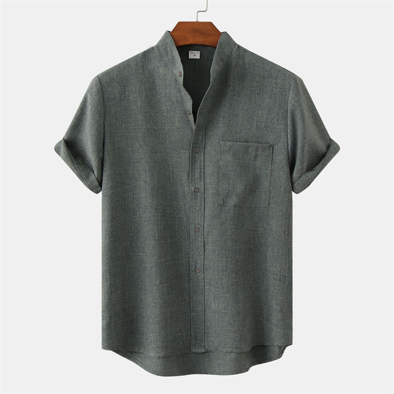 Camisa de algodón de manga corta con botones y bolsillo para hombre de Buddha Stones Summer - Aguamarina mediana - US/UK/AU42, EU52 (3XL) - image 28
