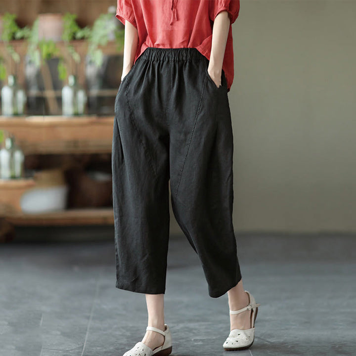 Pantalones harén de verano para mujer, informales, con diseño liso y bolsillos, de Buddha Stones - Negro - US8-10，UK/AU12-14，EU40-42 (2XL) - image 15