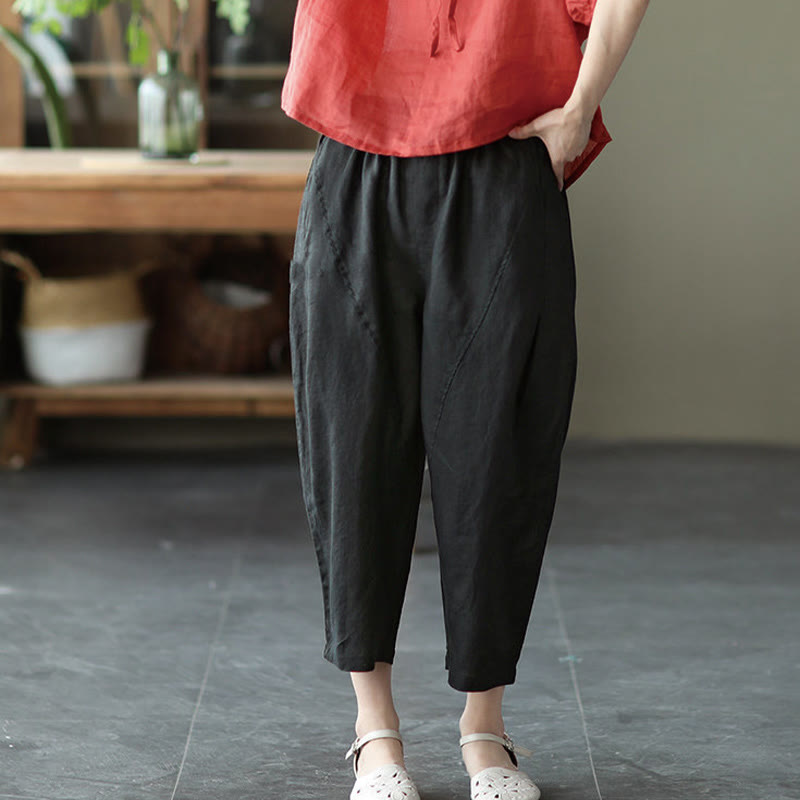 Pantalones harén de verano para mujer, informales, con diseño liso y bolsillos, de Buddha Stones - image 16