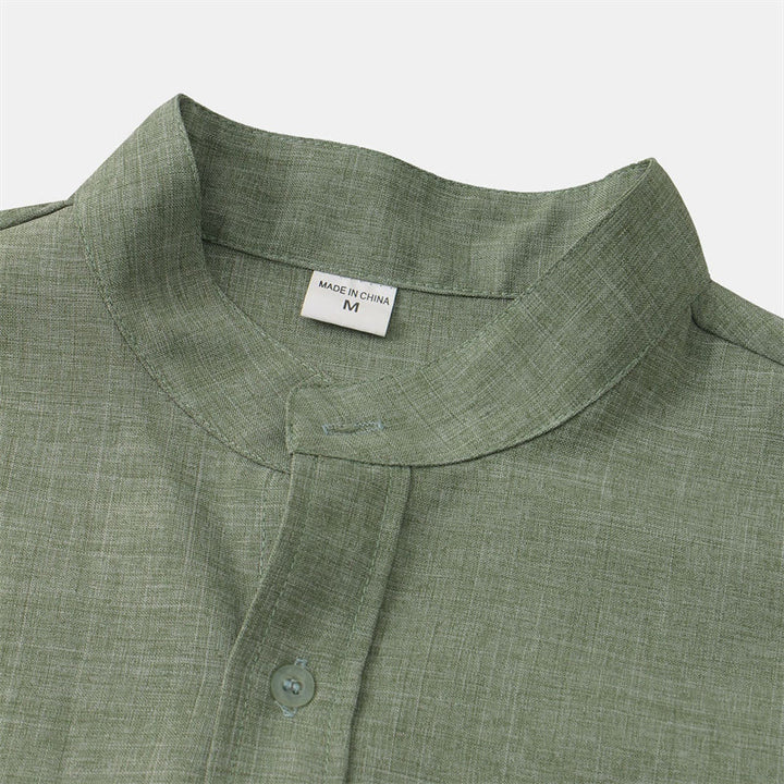 Camisa de manga corta lisa con botones y bolsillo para hombre Buddha Stones Summer - image 2