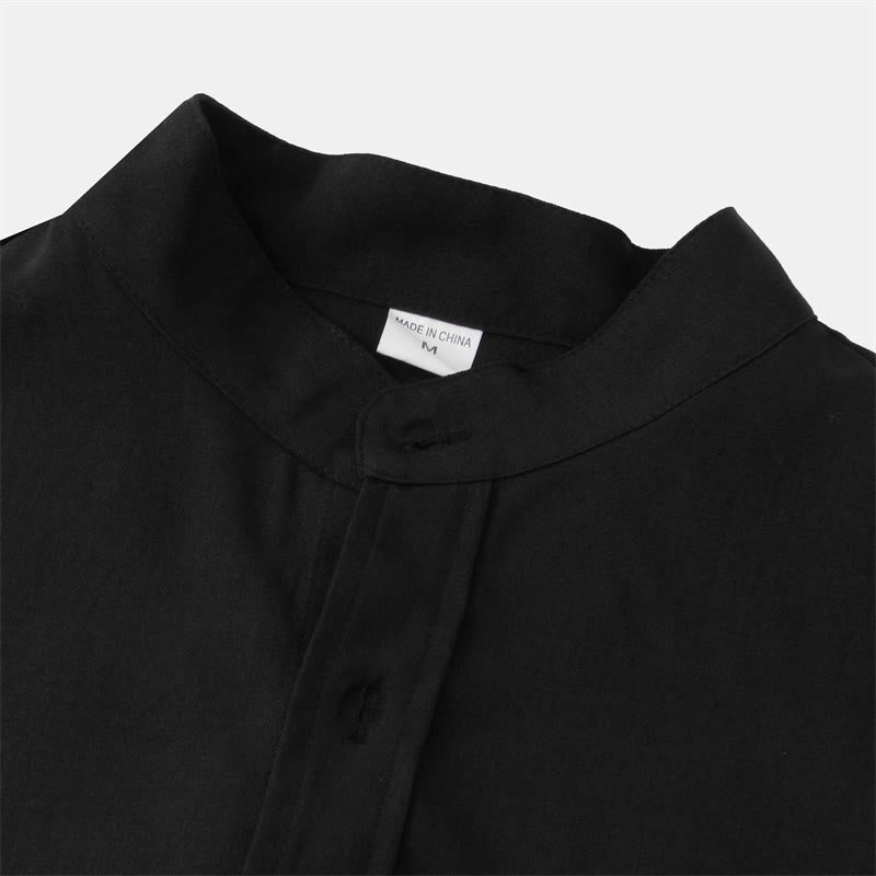 Camisa de manga corta lisa con botones y bolsillo para hombre Buddha Stones Summer - image 9