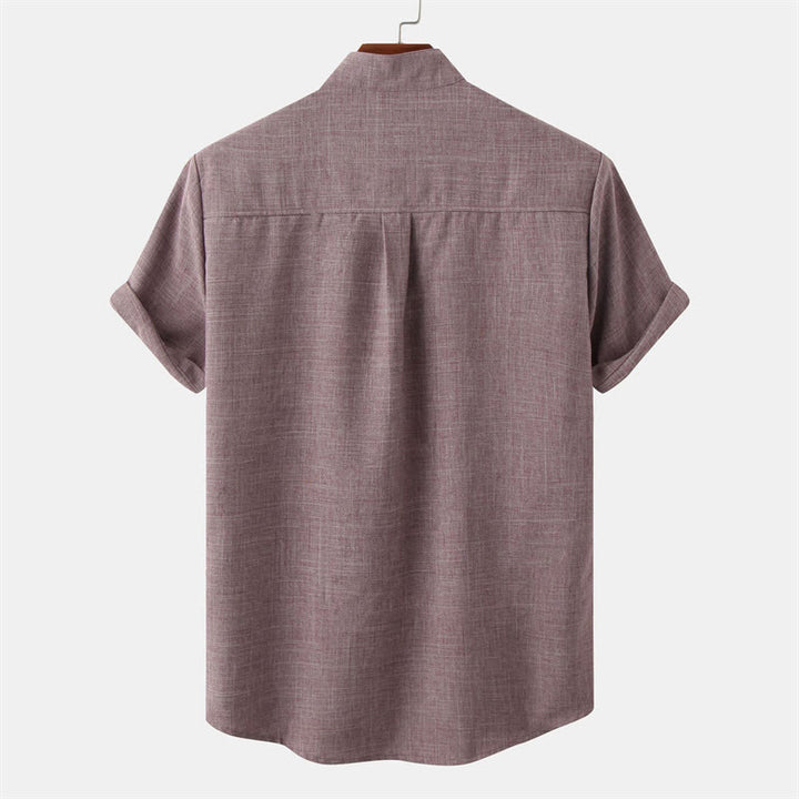 Camisa de manga corta lisa con botones y bolsillo para hombre Buddha Stones Summer - image 15