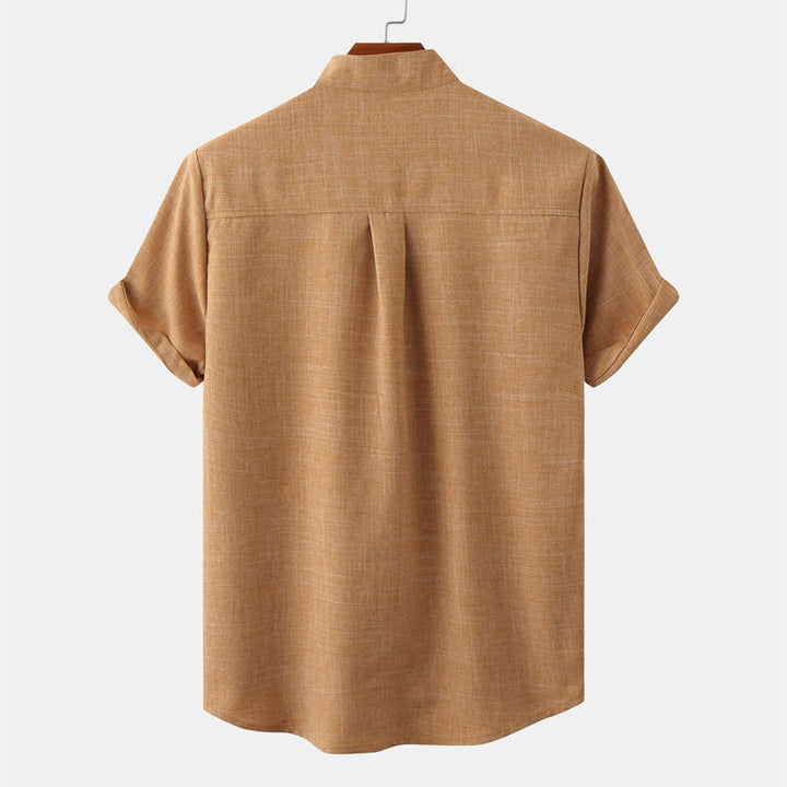 Camisa de manga corta lisa con botones y bolsillo para hombre Buddha Stones Summer - image 22