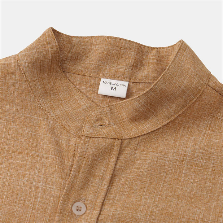 Camisa de algodón de manga corta con botones y bolsillo para hombre de Buddha Stones Summer - image 24