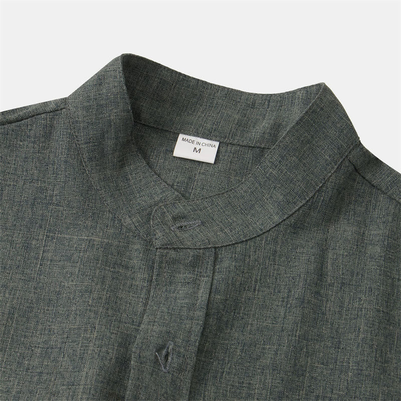 Camisa de manga corta lisa con botones y bolsillo para hombre Buddha Stones Summer - image 30
