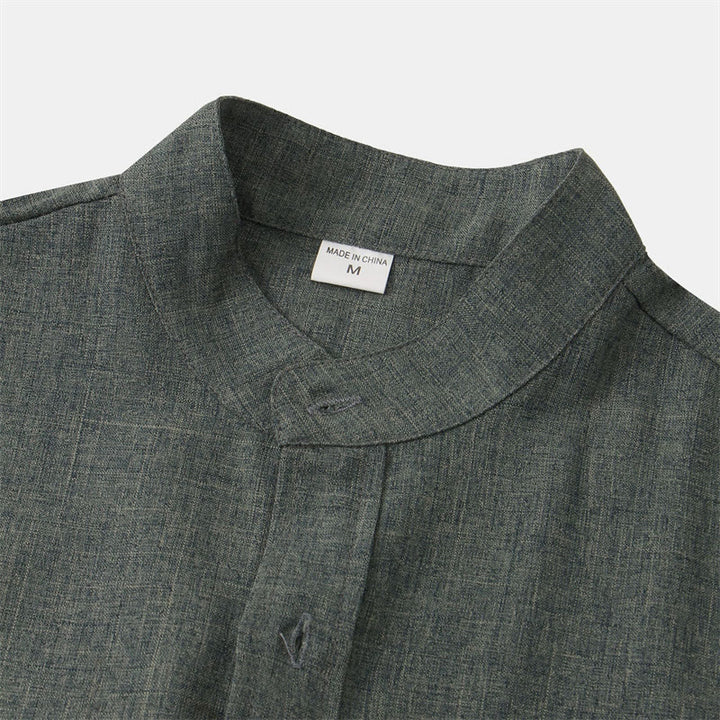 Camisa de manga corta lisa con botones y bolsillo para hombre Buddha Stones Summer - image 30
