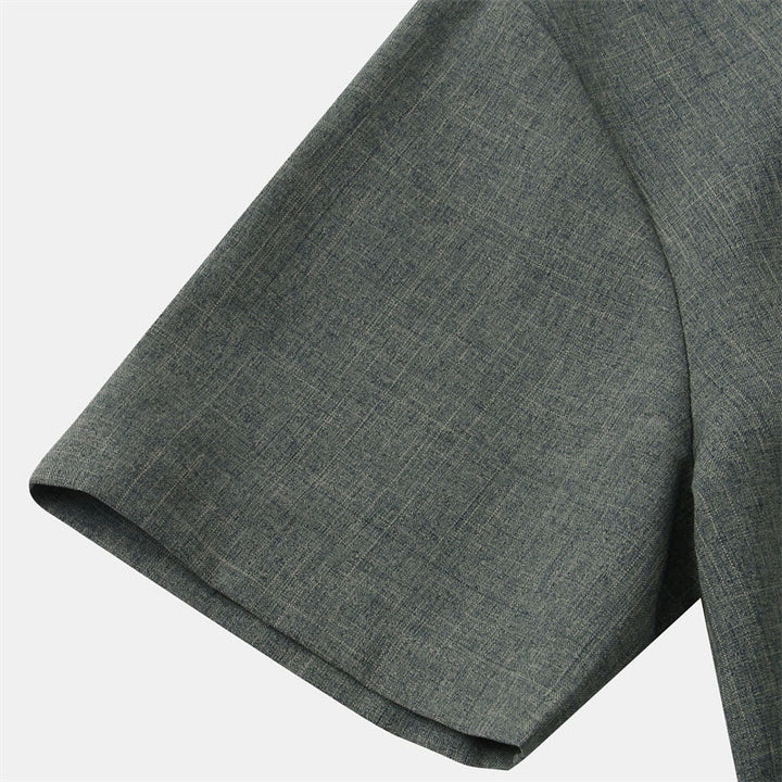 Camisa de algodón de manga corta con botones y bolsillo para hombre de Buddha Stones Summer - image 31