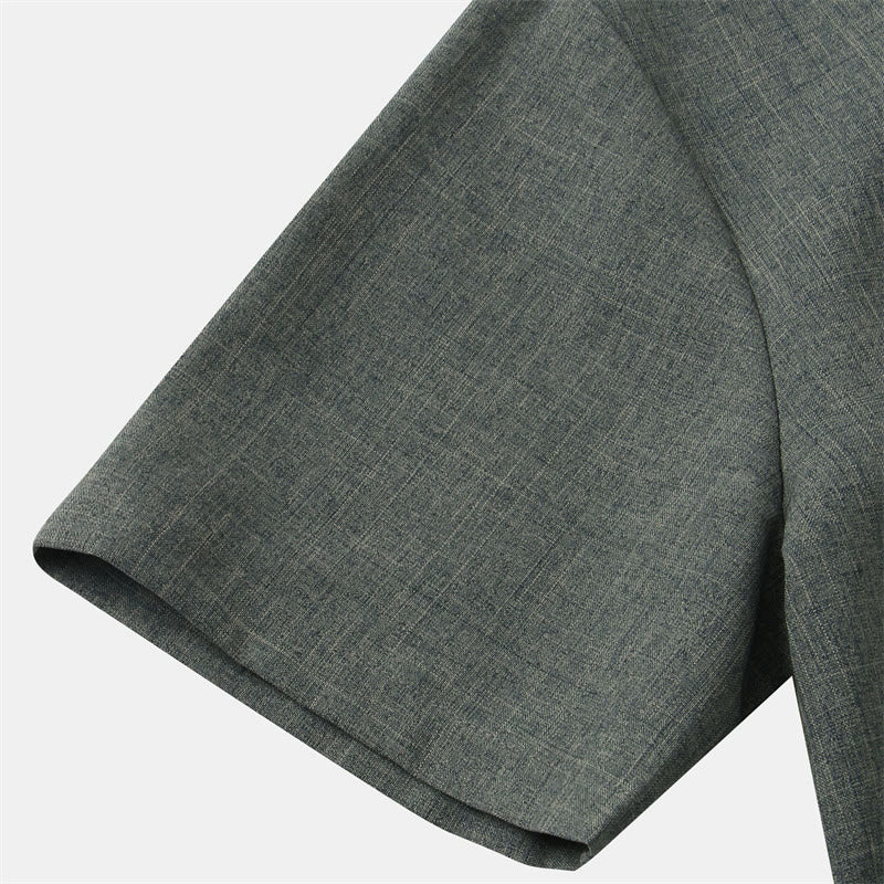 Camisa de manga corta lisa con botones y bolsillo para hombre Buddha Stones Summer - image 31