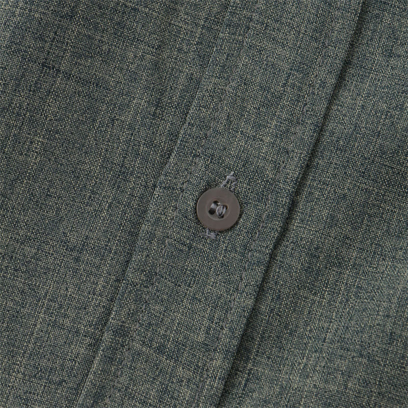 Camisa de manga corta lisa con botones y bolsillo para hombre Buddha Stones Summer - image 32