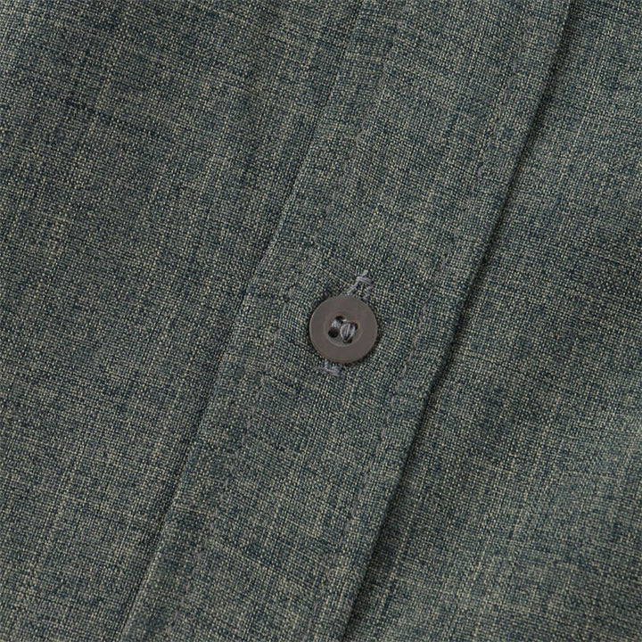 Camisa de manga corta lisa con botones y bolsillo para hombre Buddha Stones Summer - image 32