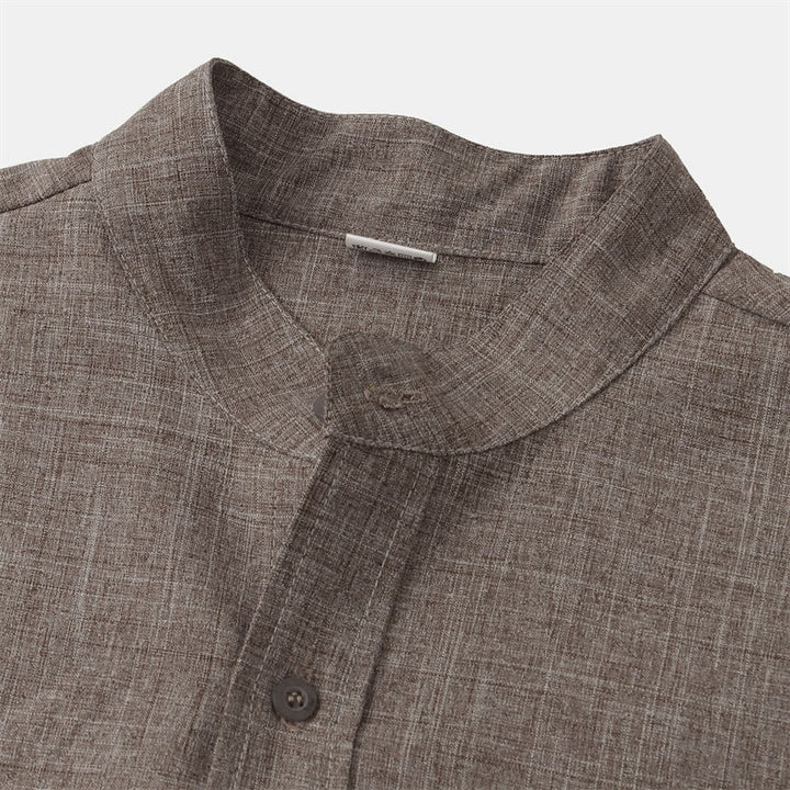 Camisa de manga corta lisa con botones y bolsillo para hombre Buddha Stones Summer - image 37