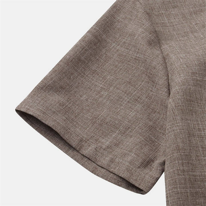 Camisa de algodón de manga corta con botones y bolsillo para hombre de Buddha Stones Summer - image 38