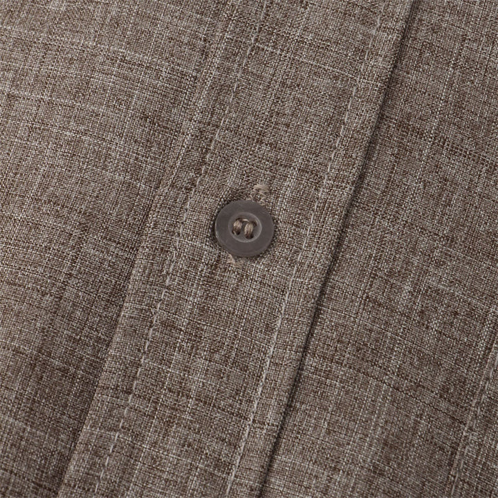 Camisa de algodón de manga corta con botones y bolsillo para hombre de Buddha Stones Summer - image 39