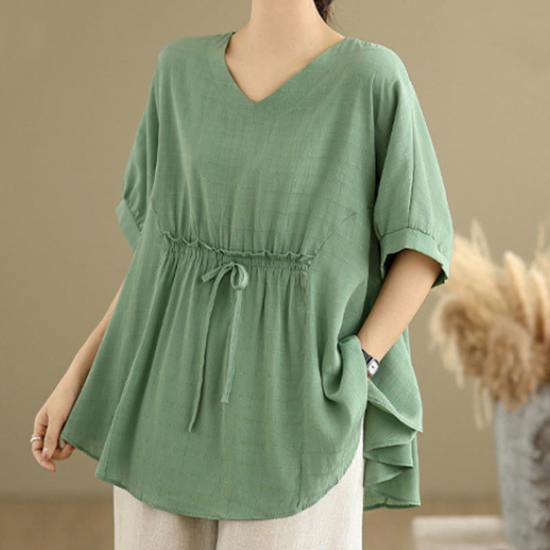 Camiseta casual de mujer con media manga y medio botón en color liso con Buddha Stones - Verde primavera - US12, UK/AU16, EU44 (2XL) - image 12