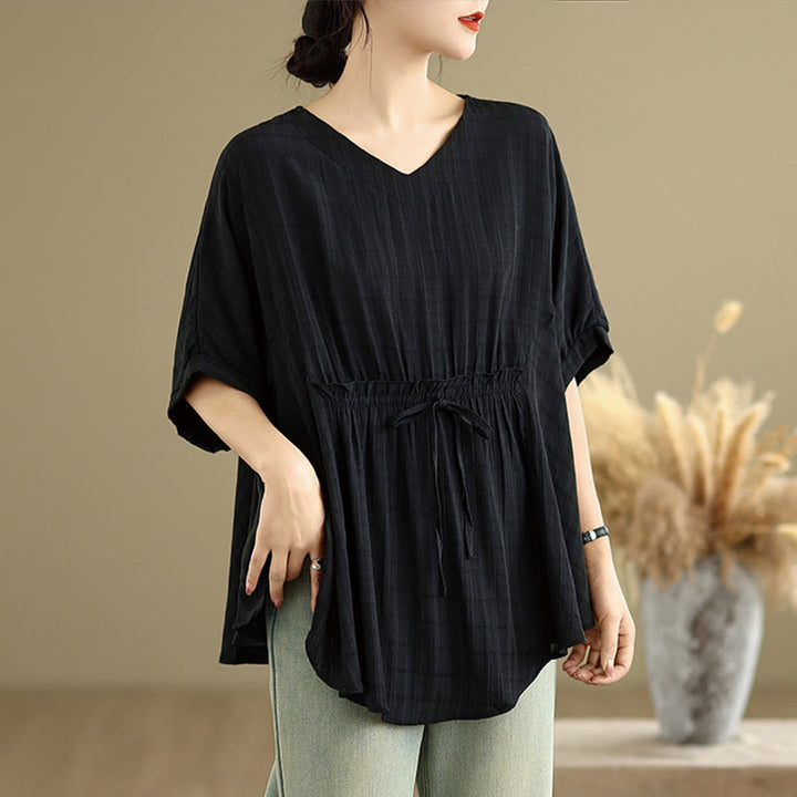 Camiseta casual de mujer con media manga y medio botón en color liso con Buddha Stones - image 11