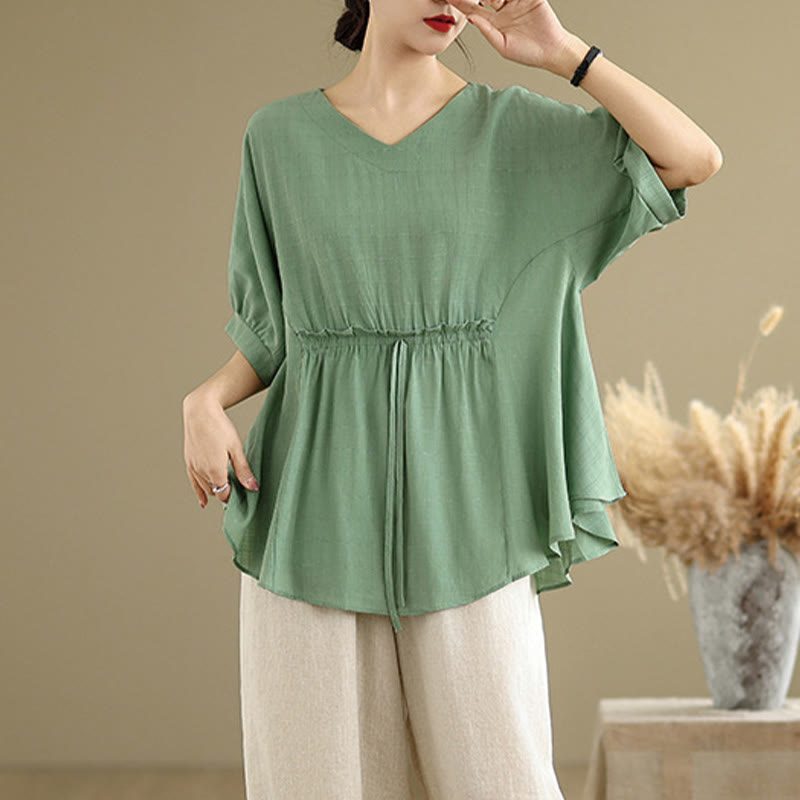 Camiseta casual de mujer con media manga y medio botón en color liso con Buddha Stones - image 18