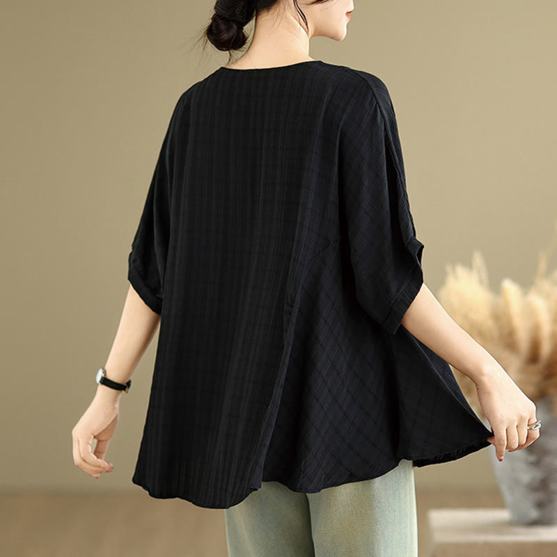 Camiseta casual de mujer con media manga y medio botón en color liso con Buddha Stones - image 10