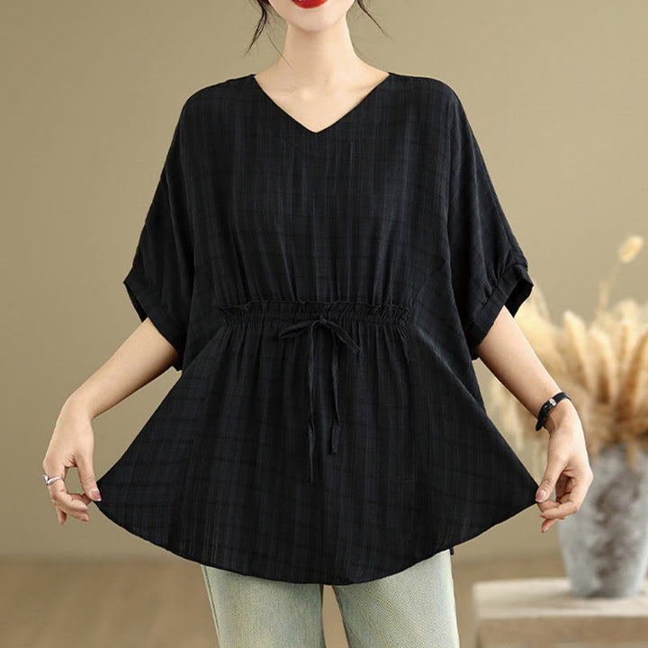 Camiseta casual de mujer con media manga y medio botón en color liso con Buddha Stones - image 7