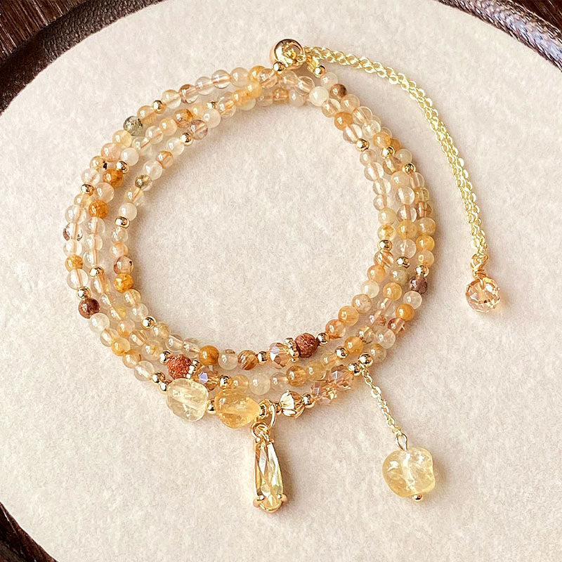 Pulsera multicapa con cuentas de citrino natural de Buddha Stones - Citrino (circunferencia de la muñeca: 15-21 cm) - image 0
