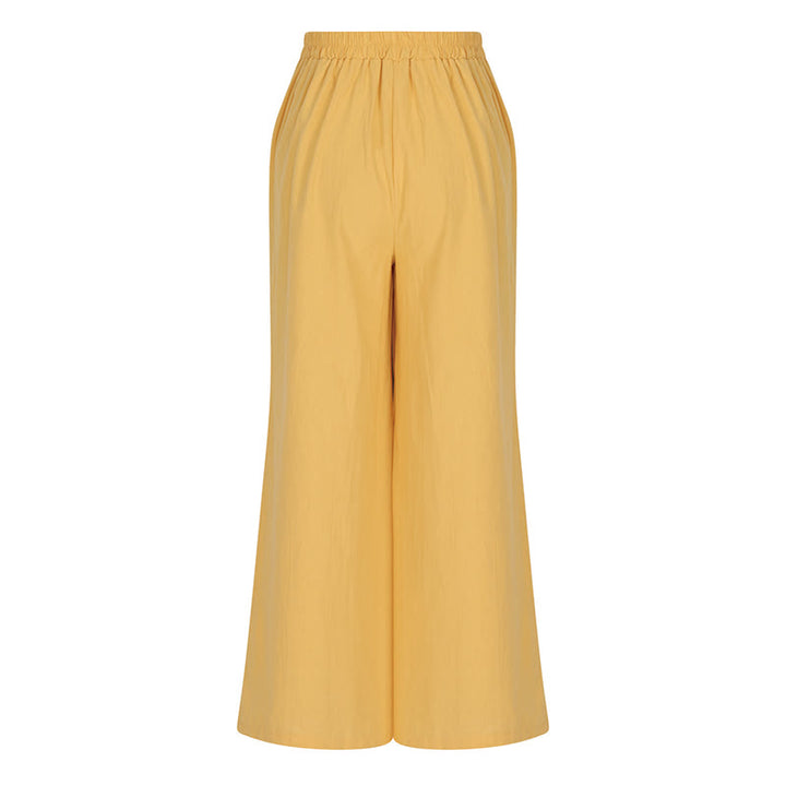 Pantalones anchos de algodón para mujer, estilo retro, informal, de cintura alta y con bolsillos, de Buddha Stones - image 3