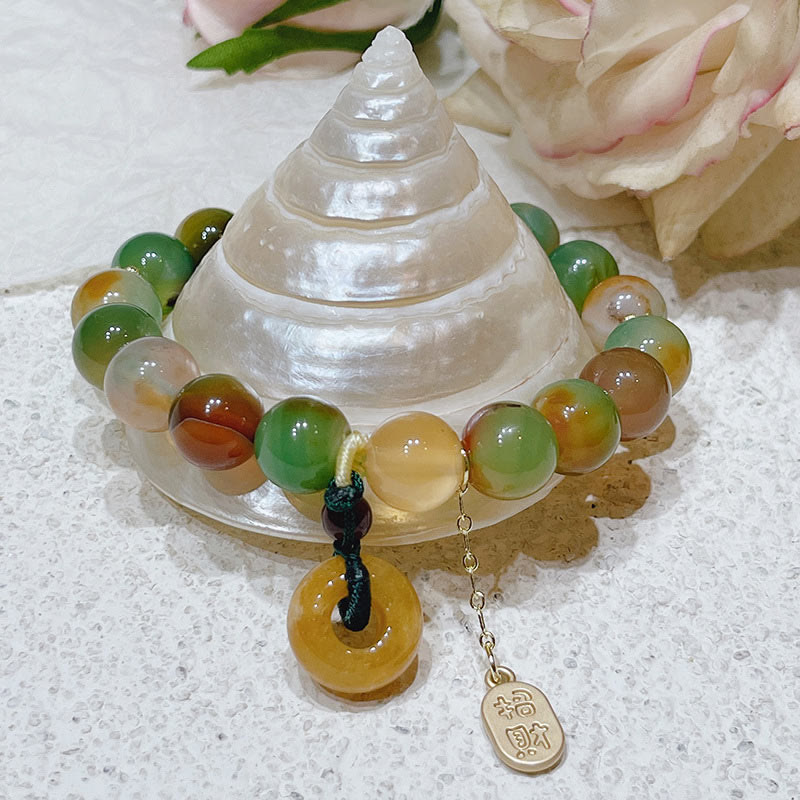 Pulsera de equilibrio Nafu con hebilla de paz, ágata, topacio y Buddha Stones