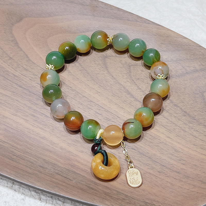 Pulsera de equilibrio Nafu con hebilla de paz, ágata, topacio y Buddha Stones