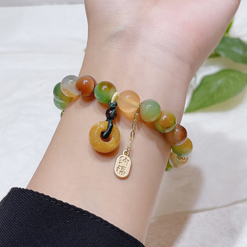 Pulsera de equilibrio Nafu con hebilla de paz, ágata, topacio y Buddha Stones