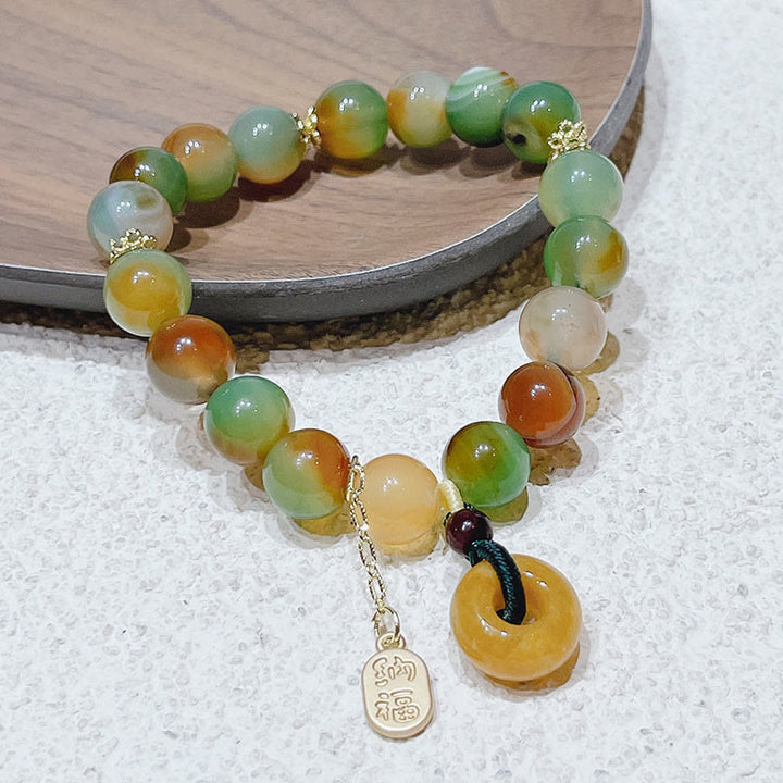 Pulsera de equilibrio Nafu con hebilla de paz, ágata, topacio y Buddha Stones