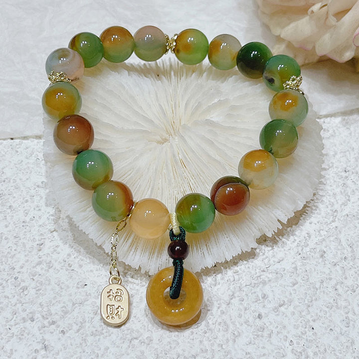 Pulsera de equilibrio Nafu con hebilla de paz, ágata, topacio y Buddha Stones