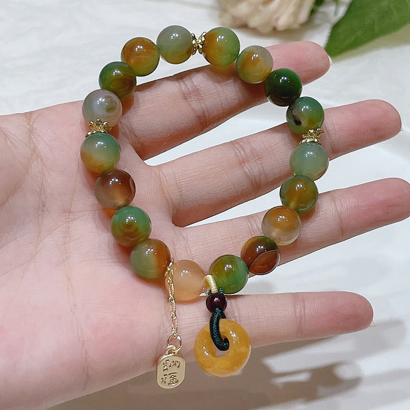 Pulsera de equilibrio Nafu con hebilla de paz, ágata, topacio y Buddha Stones