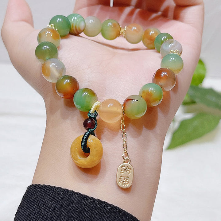 Pulsera de equilibrio Nafu con hebilla de paz, ágata, topacio y Buddha Stones