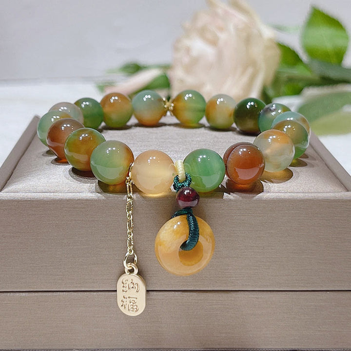 Pulsera de equilibrio Nafu con hebilla de paz, ágata, topacio y Buddha Stones