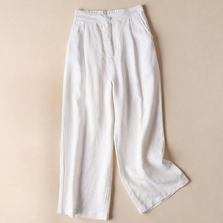 Pantalones de mujer Buddha Stones Commute de color liso, largo 7-8, pierna ancha con bolsillos. - Blanco - US12, UK/AU16, EU44 (3XL) - image 8