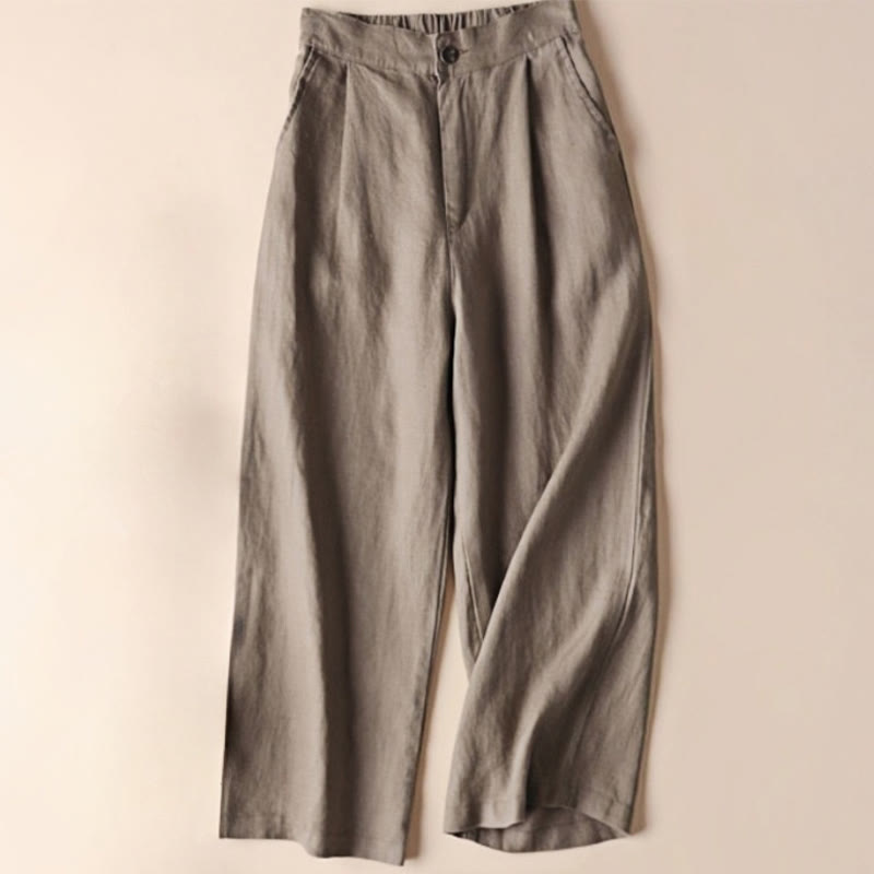 Pantalones de mujer Buddha Stones Commute de color liso, largo 7-8, pierna ancha con bolsillos. - Broncearse - US12, UK/AU16, EU44 (3XL) - image 16