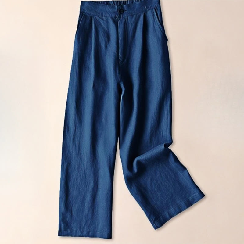 Pantalones de mujer Buddha Stones Commute de color liso, largo 7-8, pierna ancha con bolsillos. - Azul oscuro - US12, UK/AU16, EU44 (3XL) - image 17