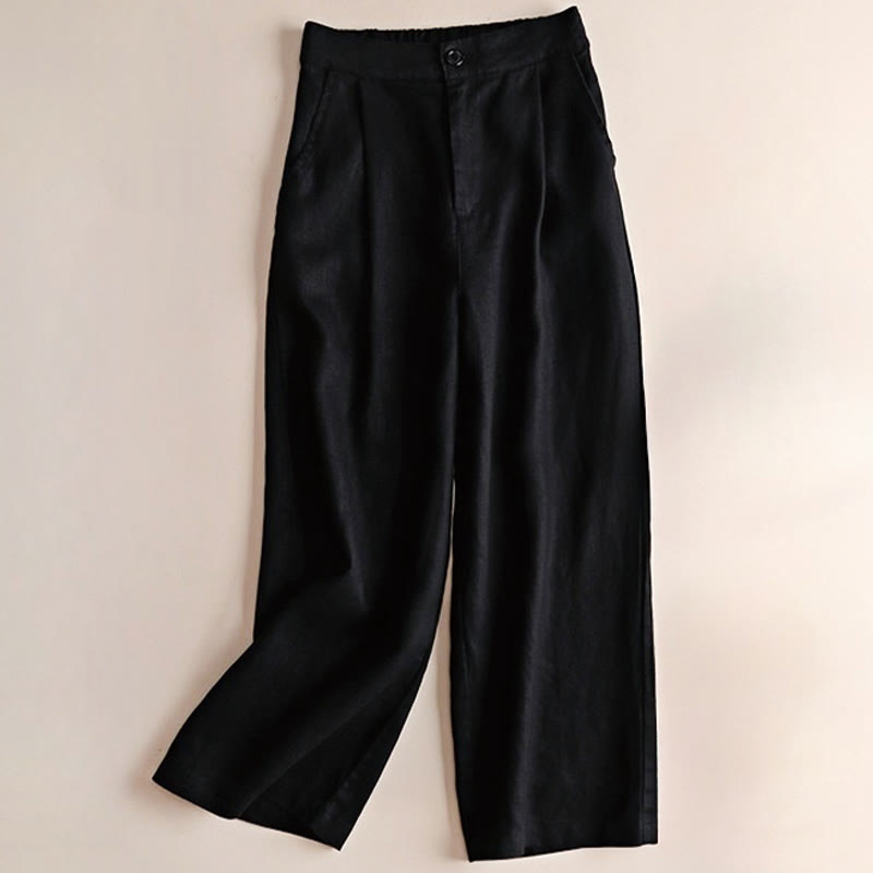 Pantalones de mujer Buddha Stones Commute de color liso, largo 7-8, pierna ancha con bolsillos. - Negro - US12, UK/AU16, EU44 (3XL) - image 11