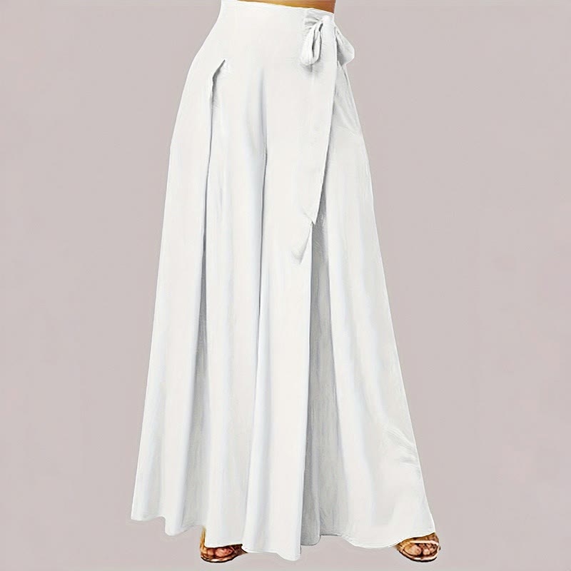 Pantalones anchos con bolsillos y cordón para mujer, estilo retro, informal, de primavera, con Buddha Stones - Blanco - US14，UK/AU18，EU46 (2XL) - image 5