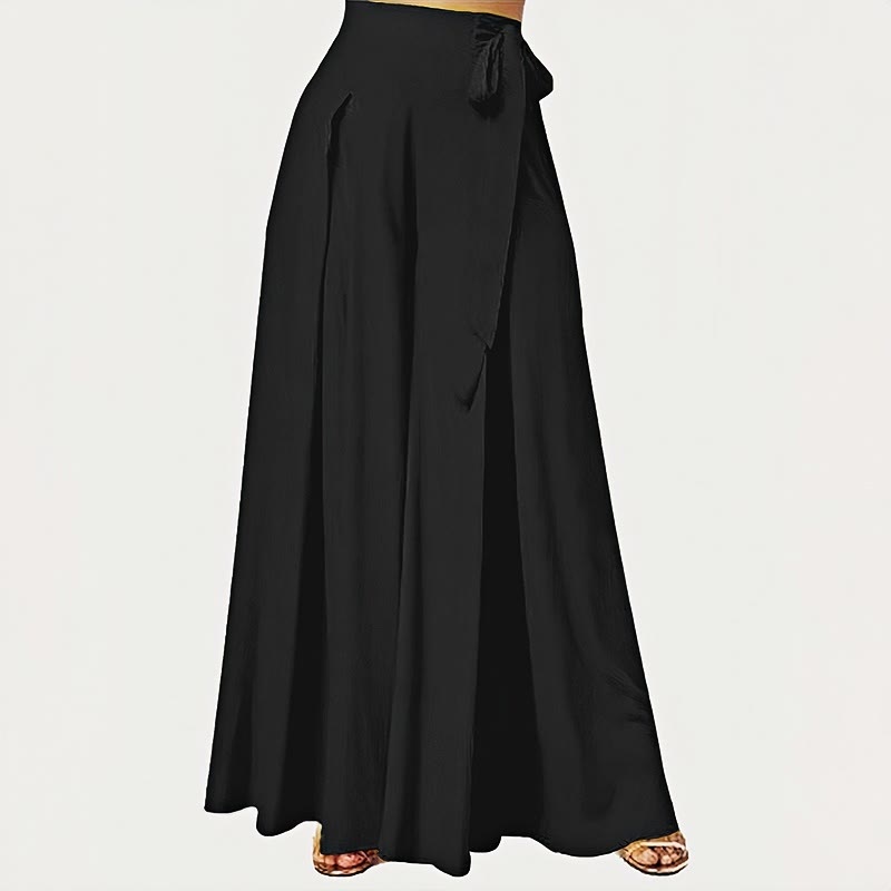 Pantalones de mujer de pierna ancha con cordón ajustable y bolsillos, estilo retro informal de primavera con estampado de Buddha Stones . - Negro - US14，UK/AU18，EU46 (2XL) - image 7