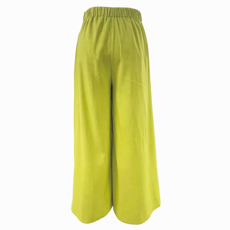 Pantalones anchos con bolsillos y cordón para mujer, estilo retro, informal, de primavera, con Buddha Stones - image 3