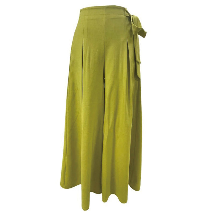 Pantalones de mujer de pierna ancha con cordón ajustable y bolsillos, estilo retro informal de primavera con estampado de Buddha Stones . - image 2