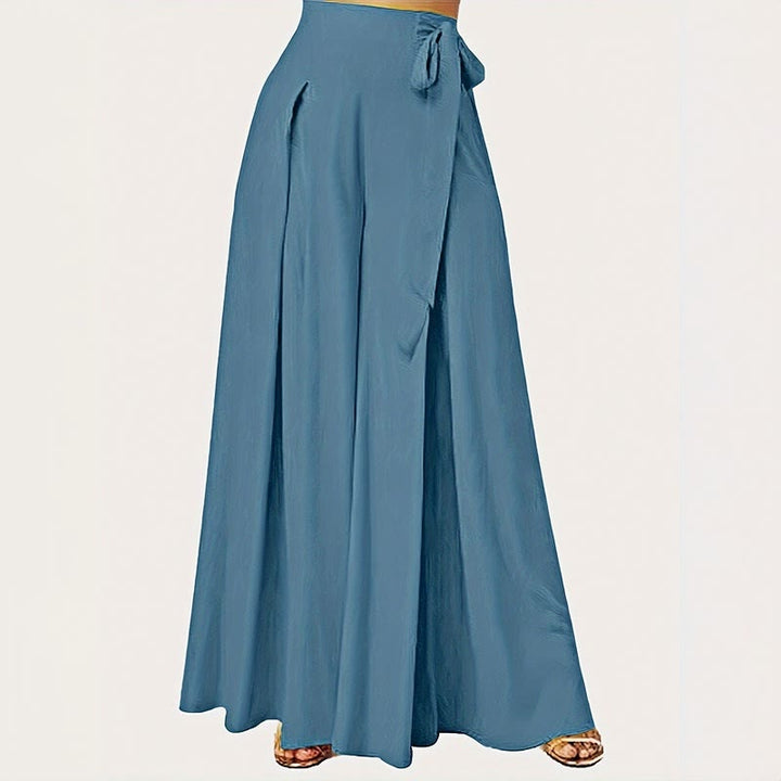 Pantalones de mujer de pierna ancha con cordón ajustable y bolsillos, estilo retro informal de primavera con estampado de Buddha Stones . - Azul real - US14，UK/AU18，EU46 (2XL) - image 0