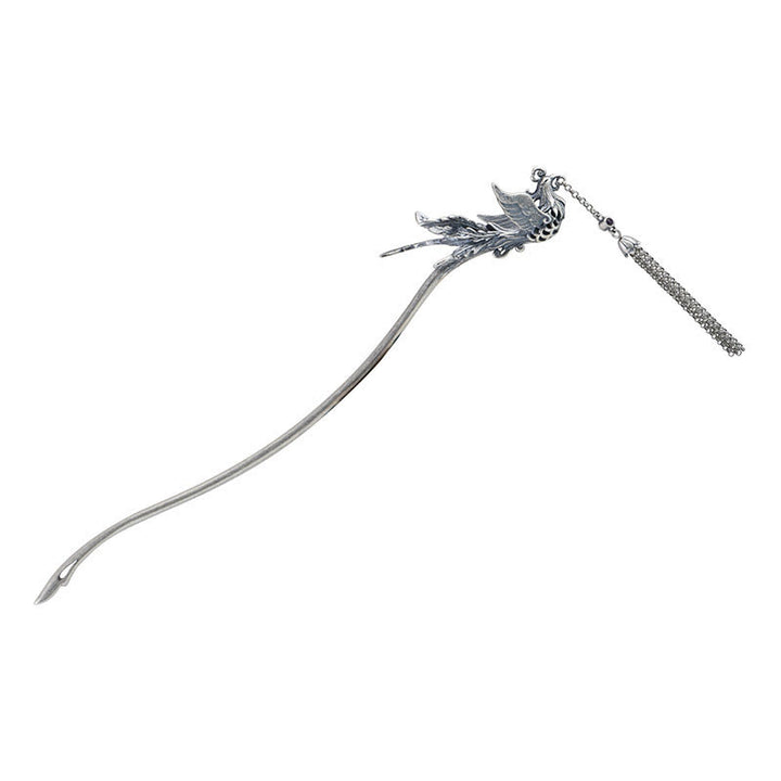 Horquilla protectora con borlas de fénix en plata de ley 925 con Buddha Stones - image 10